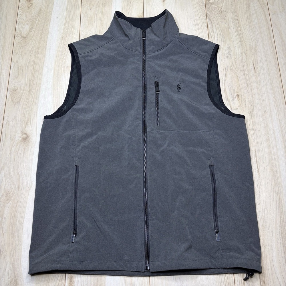 Polo Ralph Lauren Performance Windbreaker Full Zip Vest Mens Large Gray
